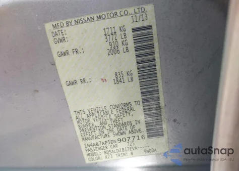 2013 Nissan Sentra Sv из США, поврежденный, VIN 1N4AB7AP5DN907716